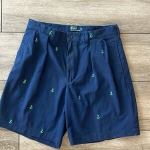 Men’s Polo by Ralph Lauren pleated shorts with anchor detail, size 36